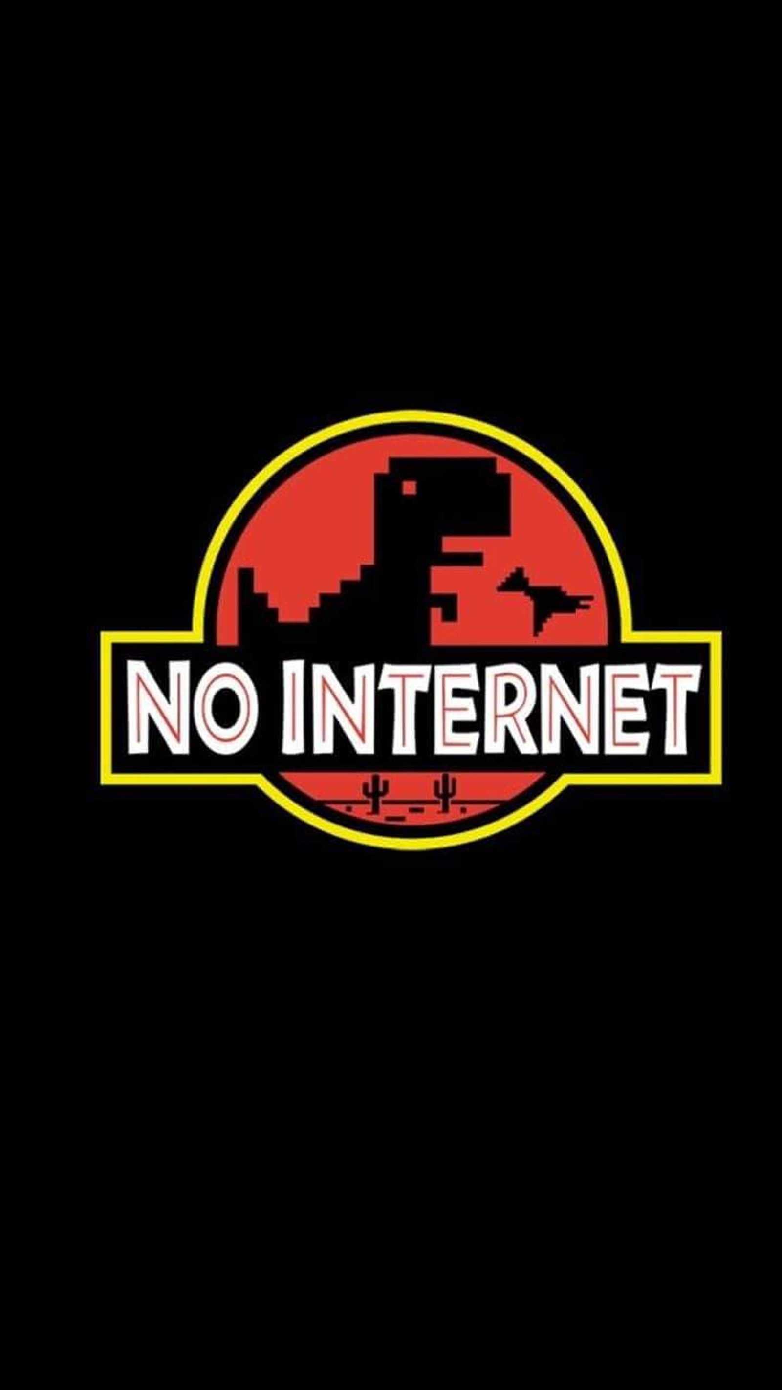 Logo sans internet sur fond noir (dinosaure, google, jurassique)