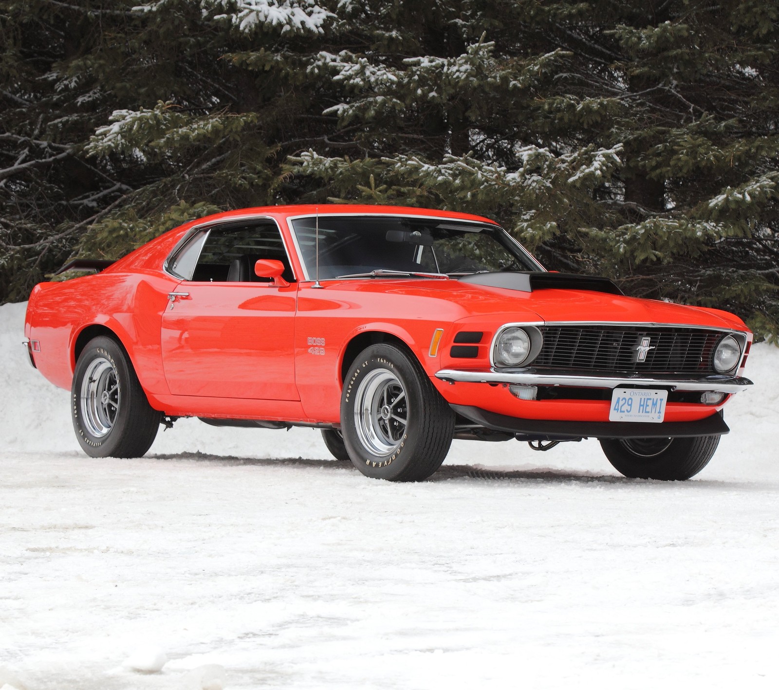 Téléchargez le fond d'écran amérique, ford, mustang, rouge, neige