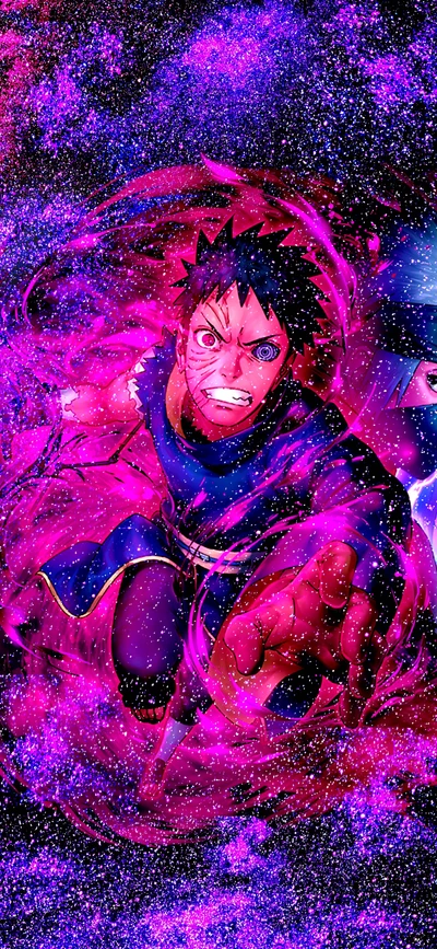 Obito Uchiha em uma batalha cósmica - Poder do Rinnegan e Sharingan