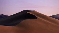 Dunas do deserto ao crepúsculo, exibindo curvas naturais e cores suaves.