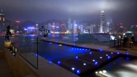 Vibrant Nighttime Cityscape Overlooking Victoria Harbour