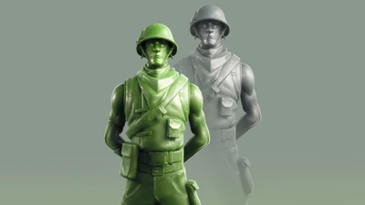 Figura de ação Fortnite Patrulheiro de plástico: Edição verde e monocromática