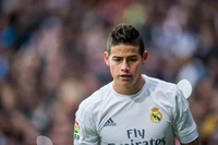 James Rodríguez con la camiseta del Real Madrid CF durante un partido