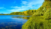 lake, natural landscape, nature, water, reflection wallpaper