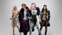 Personajes futuristas en moda ciberpunk elegante