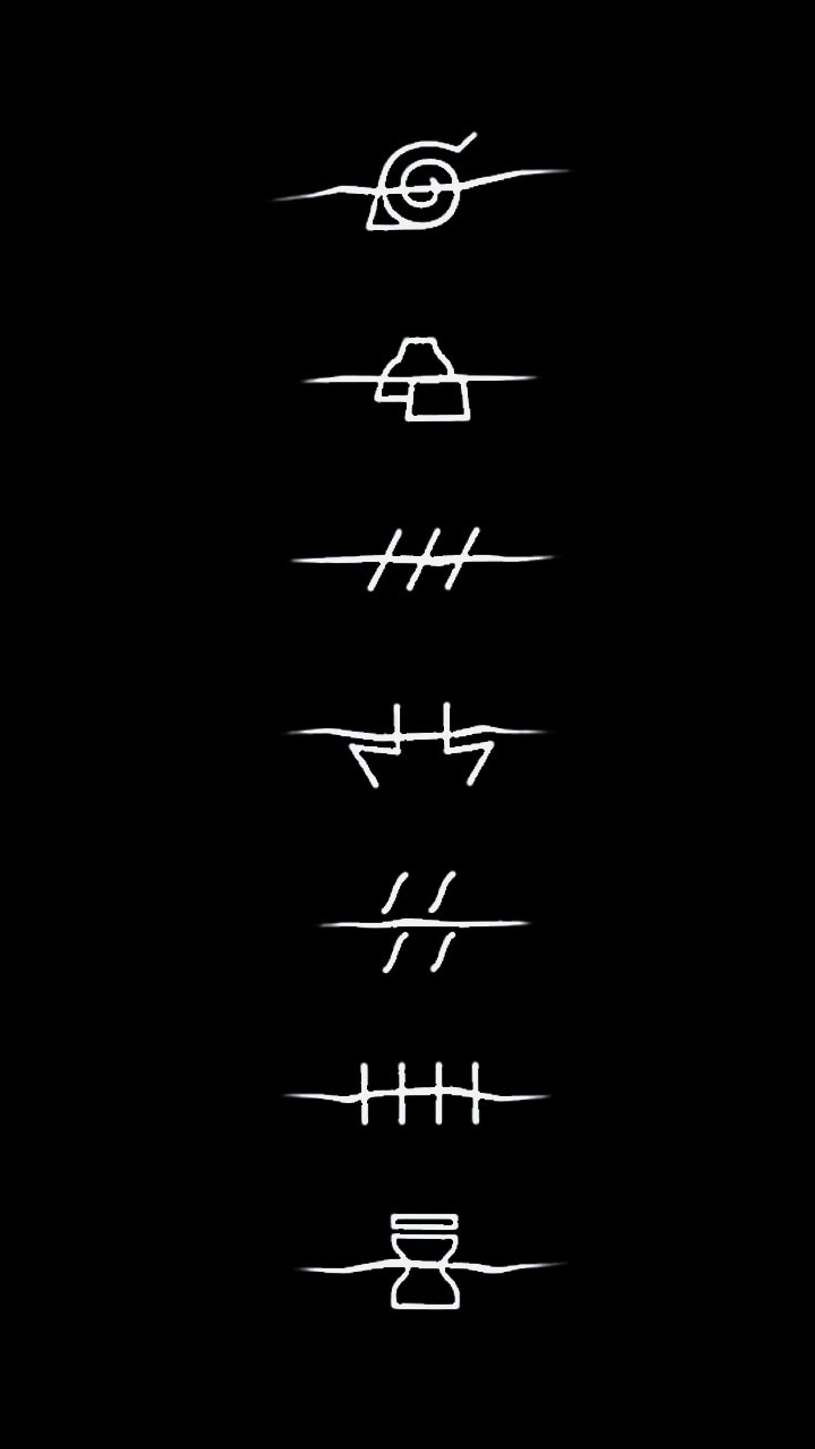 A close up of a black background with a white line drawing of a clock (akatsuki, deidara, hidan, itachi, kakuzu)