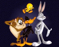 Personnages emblématiques de Looney Tunes : Bugs Bunny, Daffy Duck, Taz et Tweety