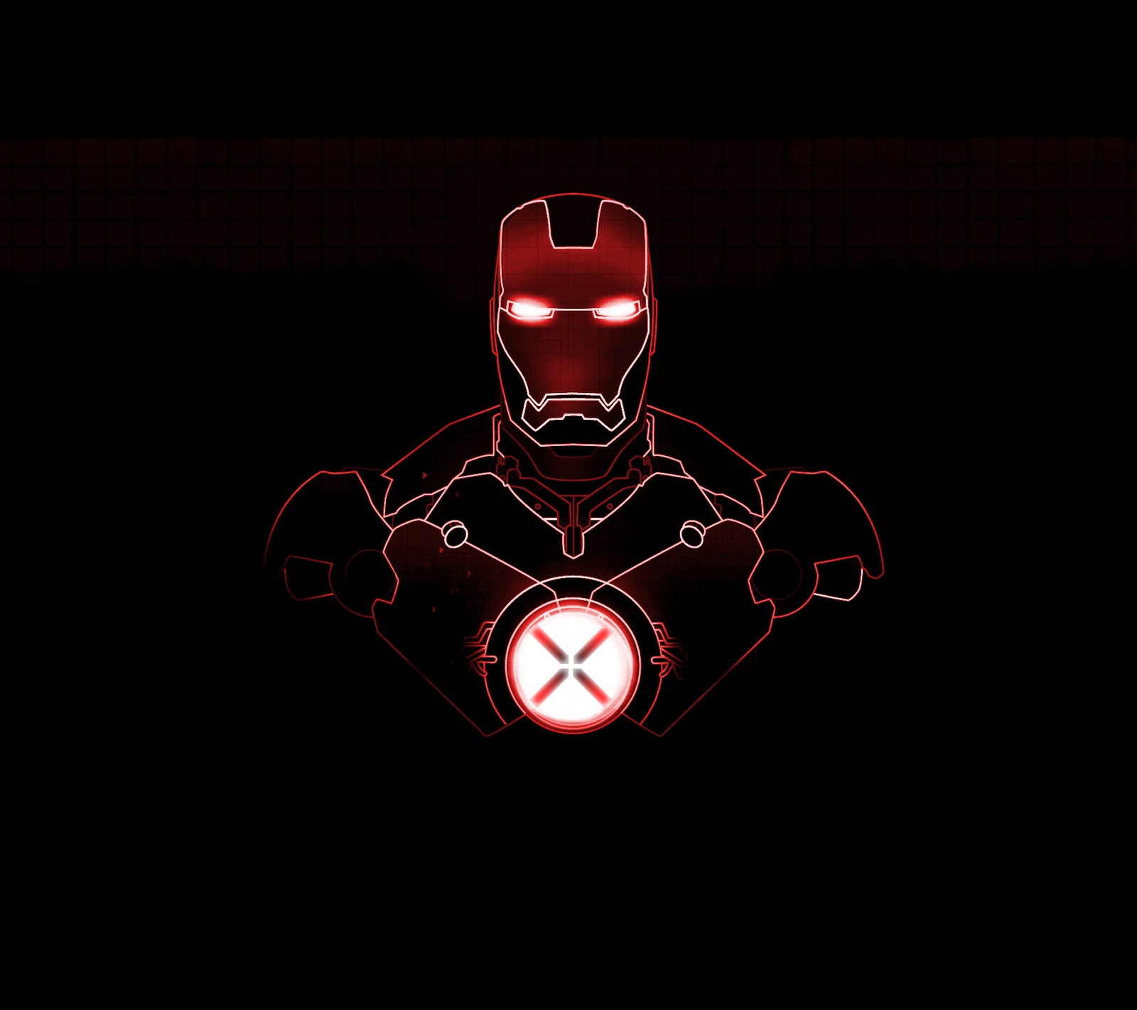 Um close de iron man com uma luz vermelha (lg, logotipo, vermelho)