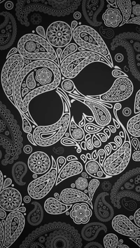 Abstract Black Paisley Skull Pattern