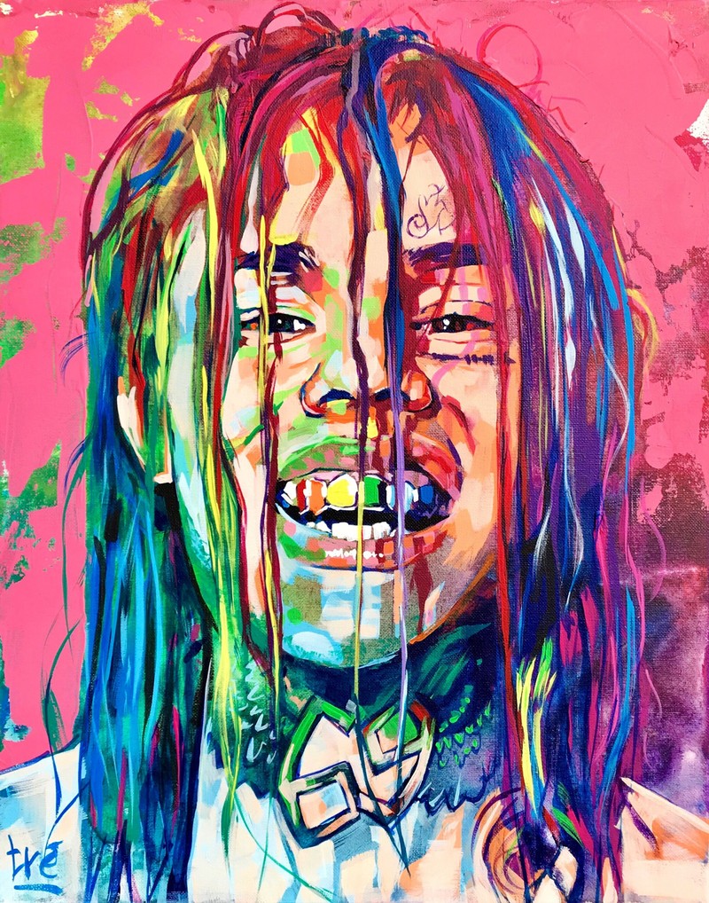 Картина человека с дредами и галстуком (6ix9ine, хип хоп, куда, рэп, тэкаши)