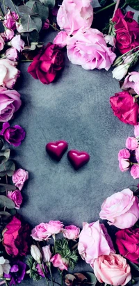 flower, flowers, heart, hearts, love wallpaper