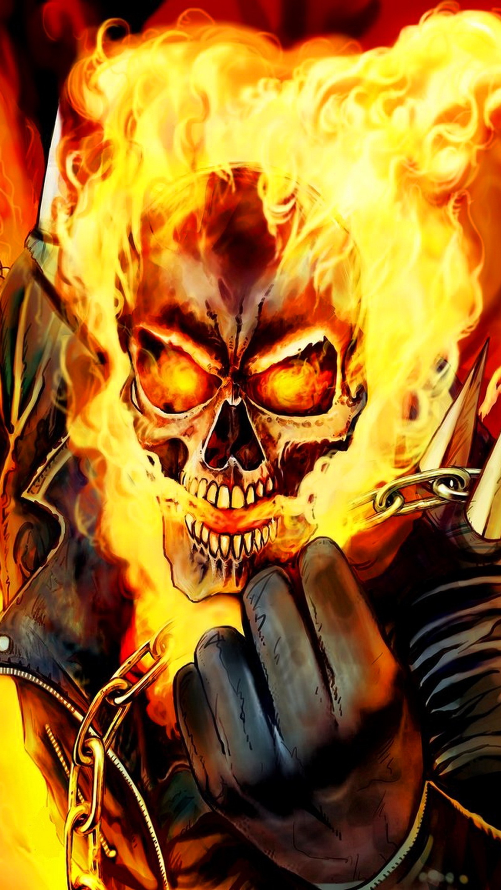 Скачать обои огонь, призрачный гонщик, ghost rider, адское пламя, джонни блейз