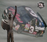 In Memory of Dale Earnhardt Sr.: Tribute with Statue and Iconic Race Car