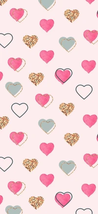 Charming Pink Heart Pattern with Glitter and Sparkles