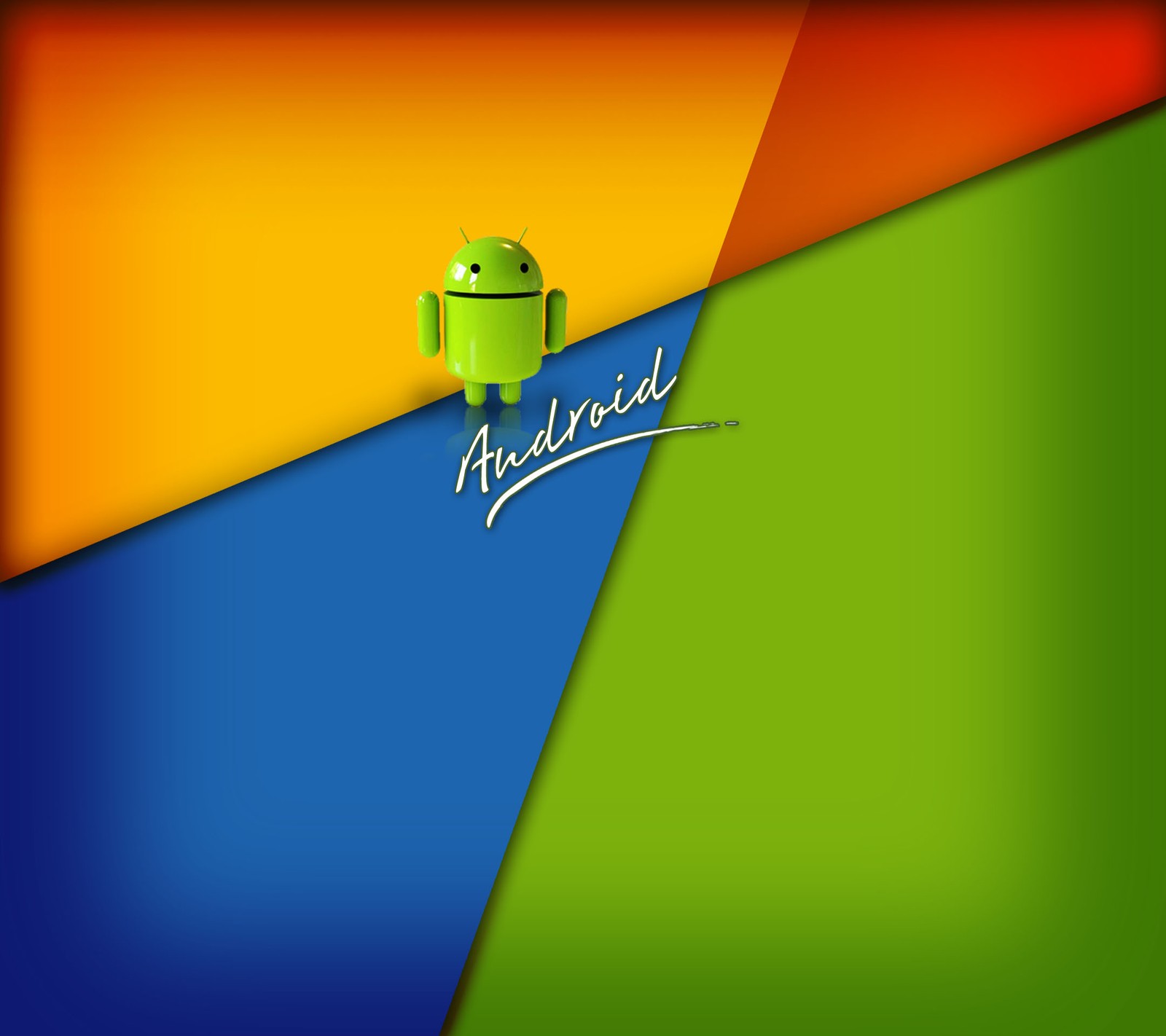 Un primer plano de un fondo de pantalla colorido con un pequeño logotipo de android (android, hermoso, mejor, colores, sencillo)