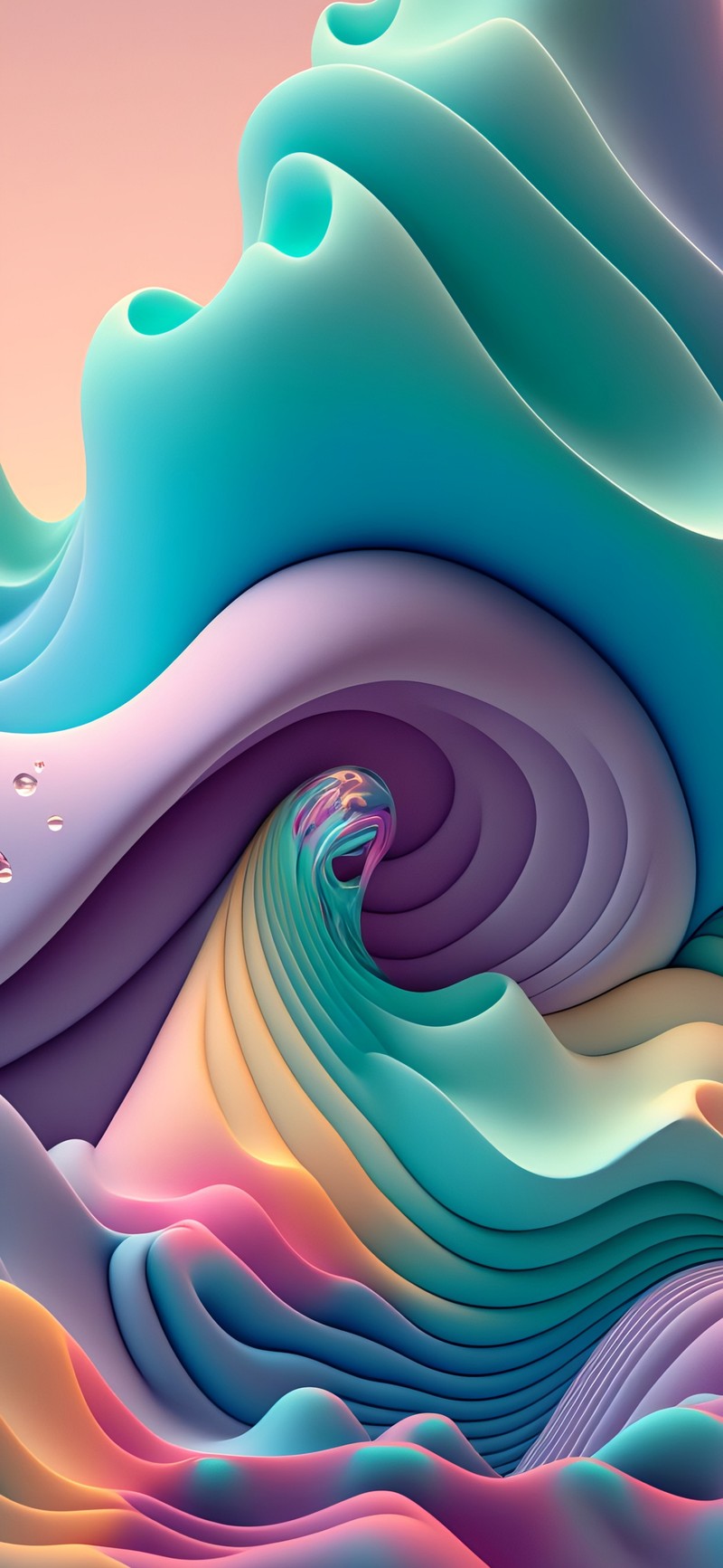 A close up of a colorful abstract painting of waves (illustration, colorfulness, white, light, nature)