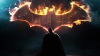 Batman: Der Dunkle Ritter mit Feuerlogo