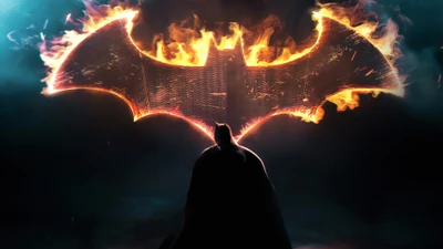 Batman: O Cavaleiro das Trevas com Logotipo Flamejante