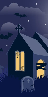 haunted house, graphics, world, azure, cartoon wallpaper