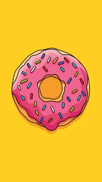 Ilustración de donut colorido sobre fondo amarillo