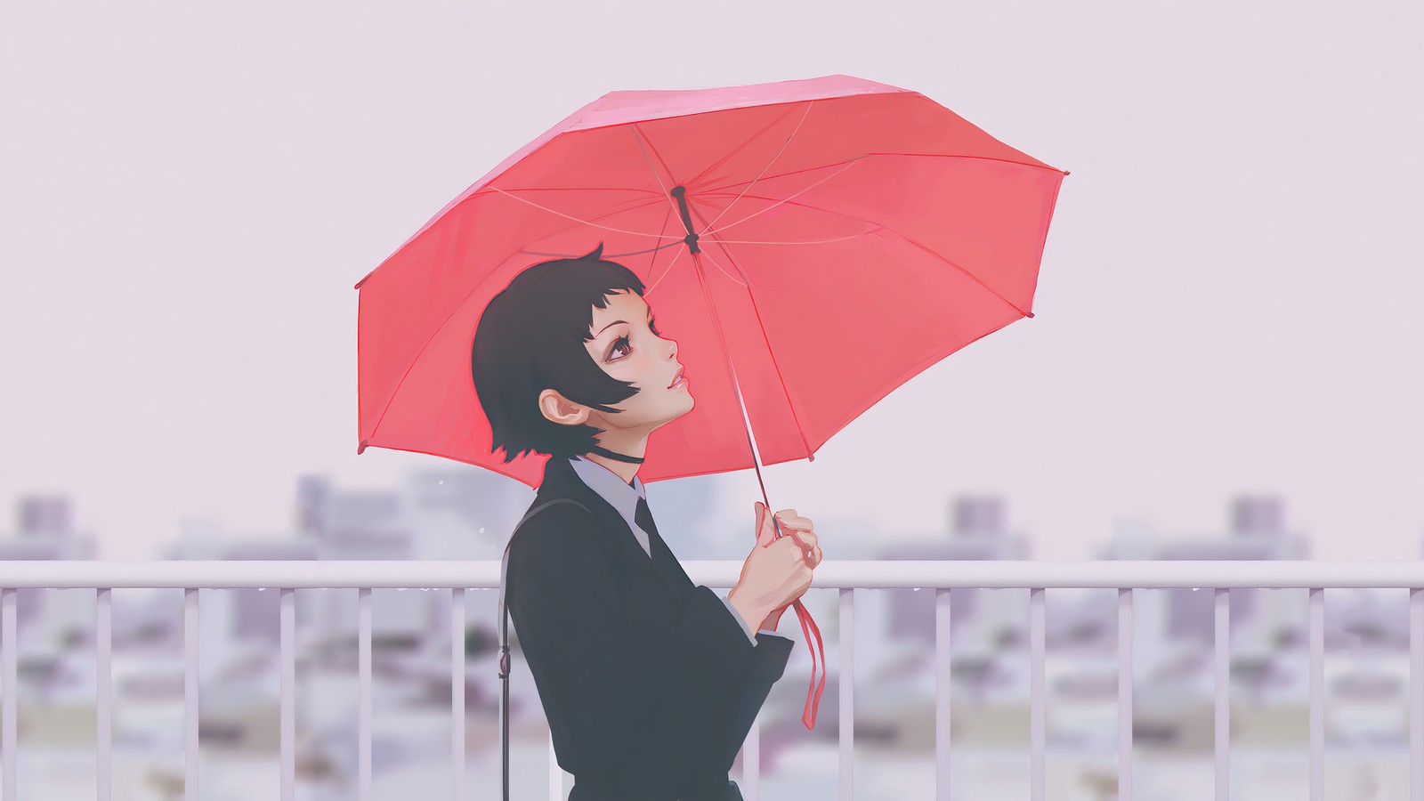 anime, girls, umbrella wallpaper