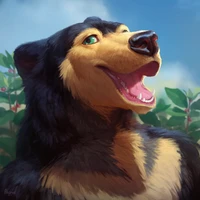 Joyful Bear with Expressive Snout in Vibrant Nature Setting