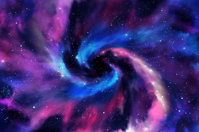 Vibrant Spiral Galaxy: A Cosmic Dance of Colors in Deep Space