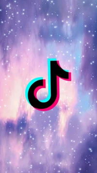 Galáxia roxa com o logo do TikTok