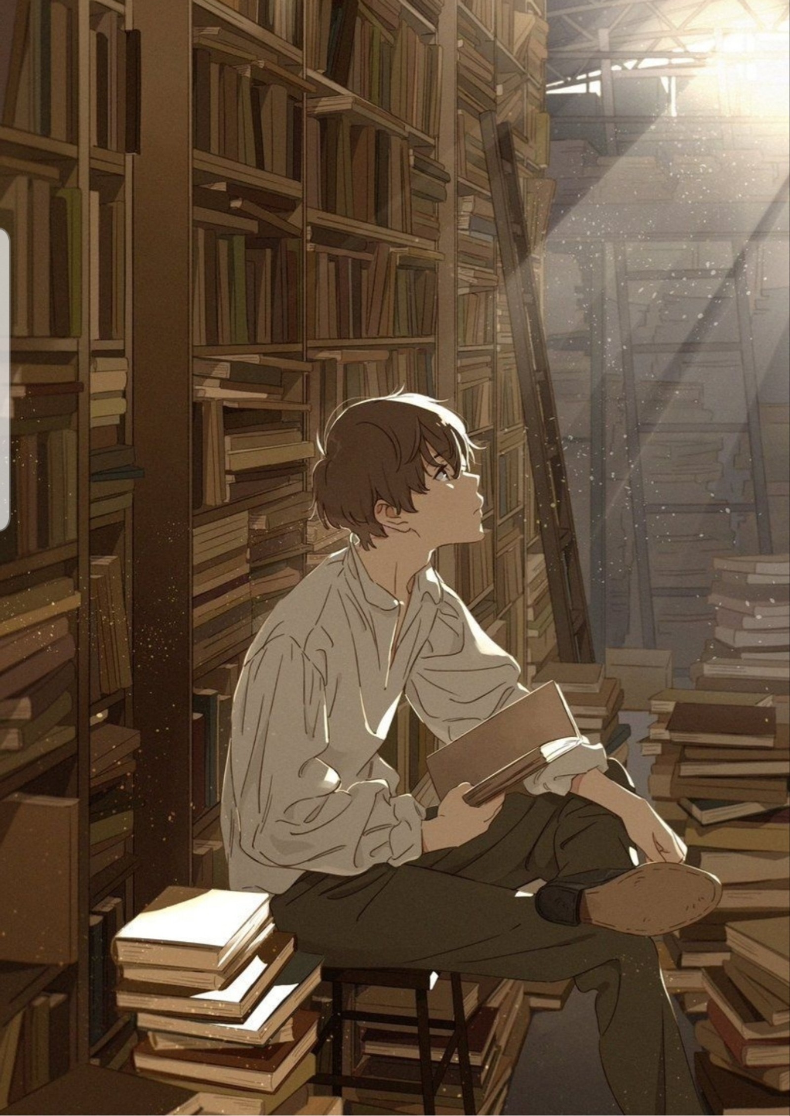 Скачать обои аниме, anime, аниме мальчик, книги, библиотека