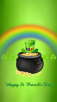 pot o gold, arc en ciel, trèfle, stpatricksday