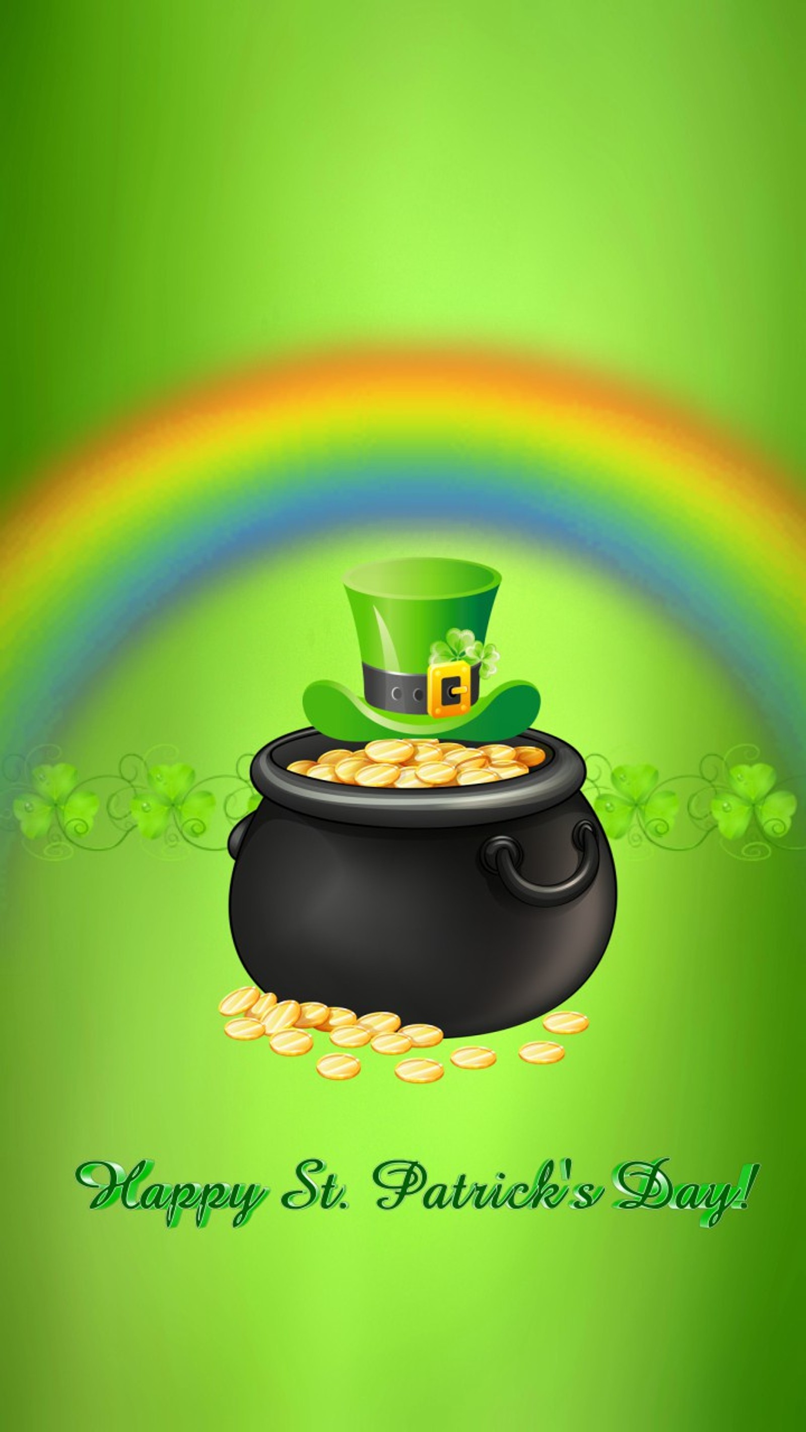 Скачать обои pot o gold, радуга, трилистник, stpatricksday