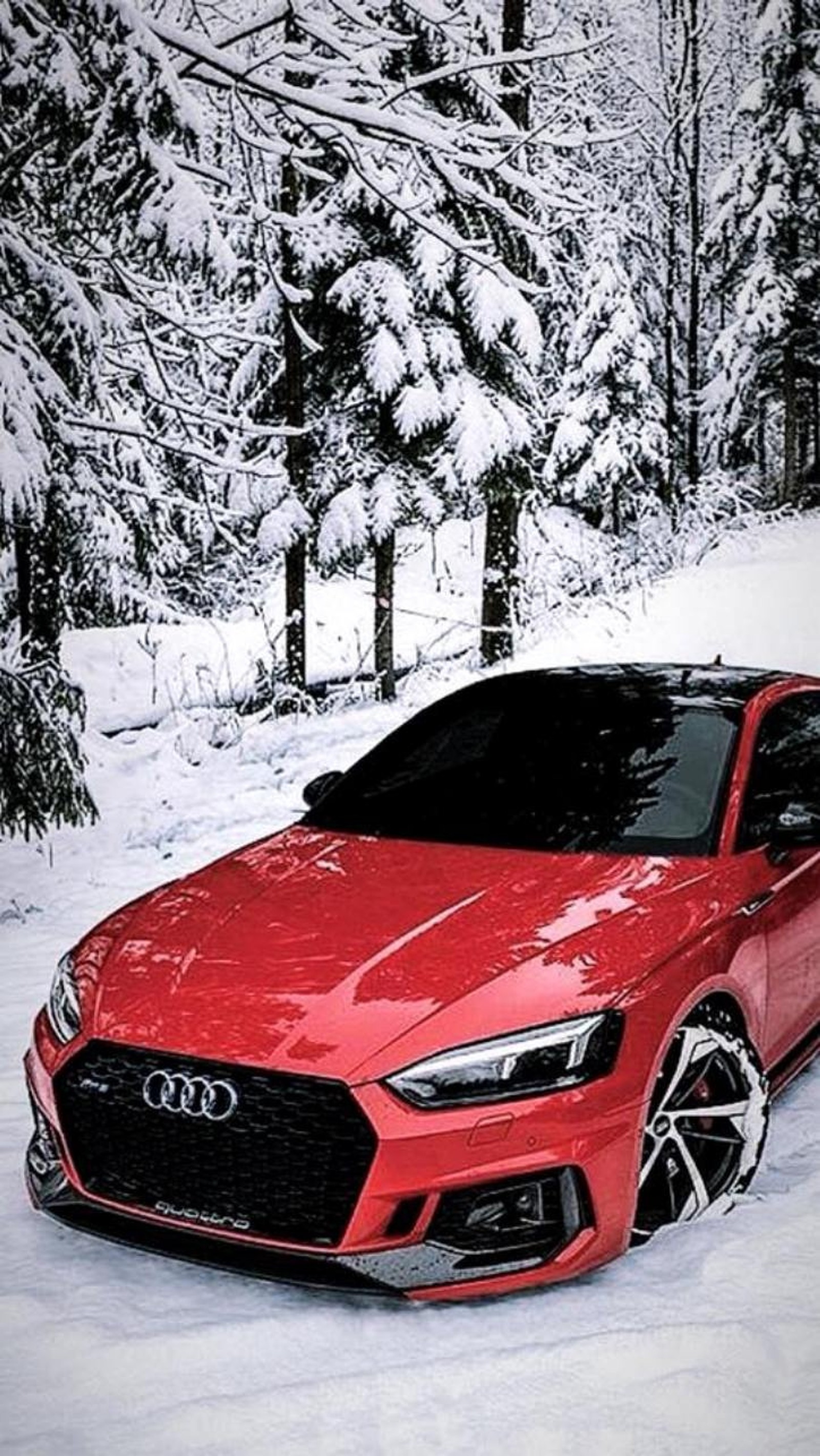 Baixar papel de parede audi, carro, novo, vermelho, inverno