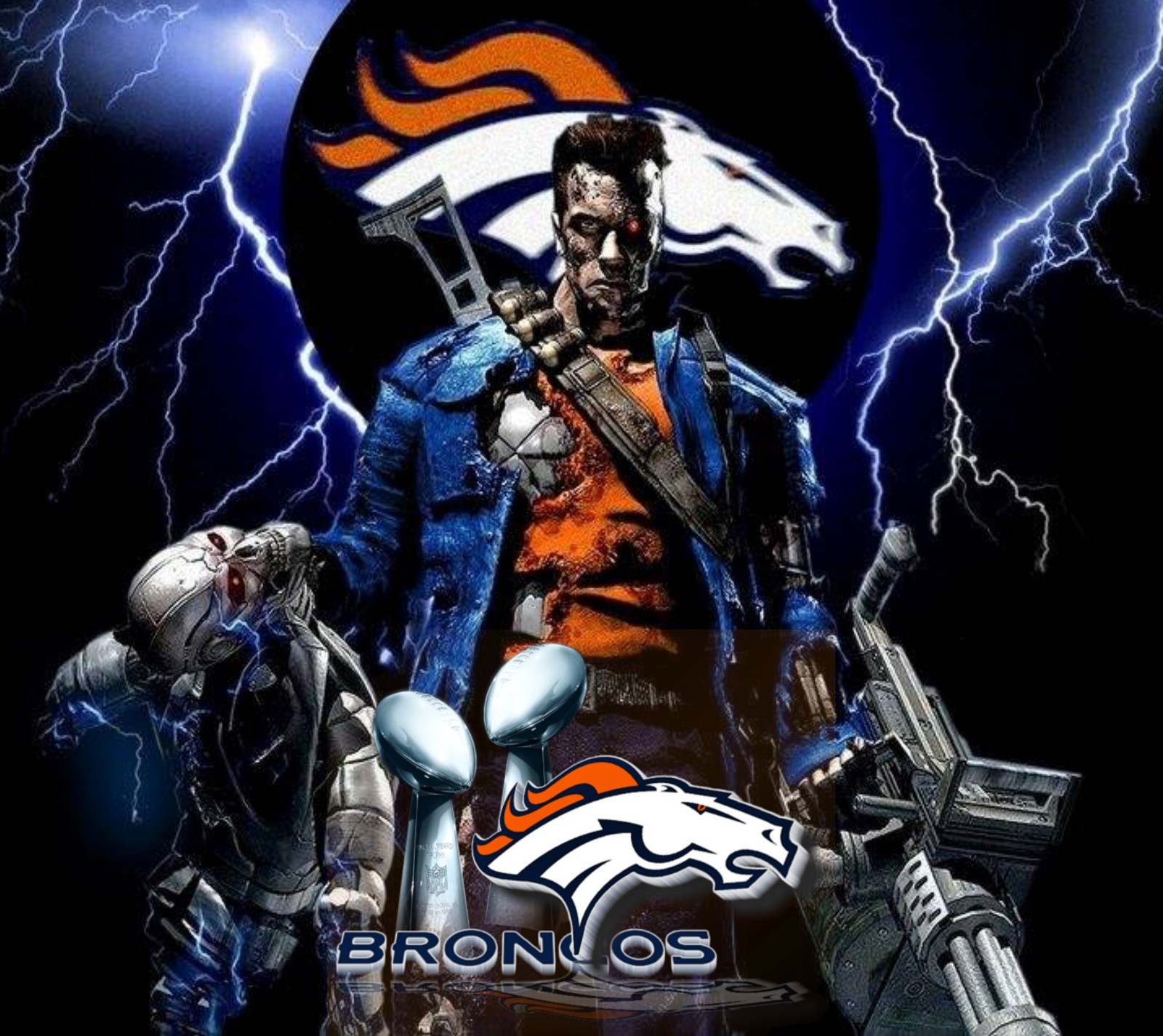 Lade denver broncos, terminator Hintergrund herunter