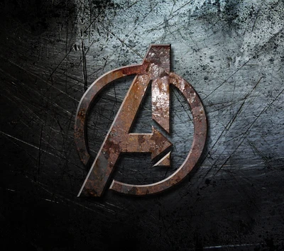 Rostiges Avengers-Logo auf strukturiertem Hintergrund