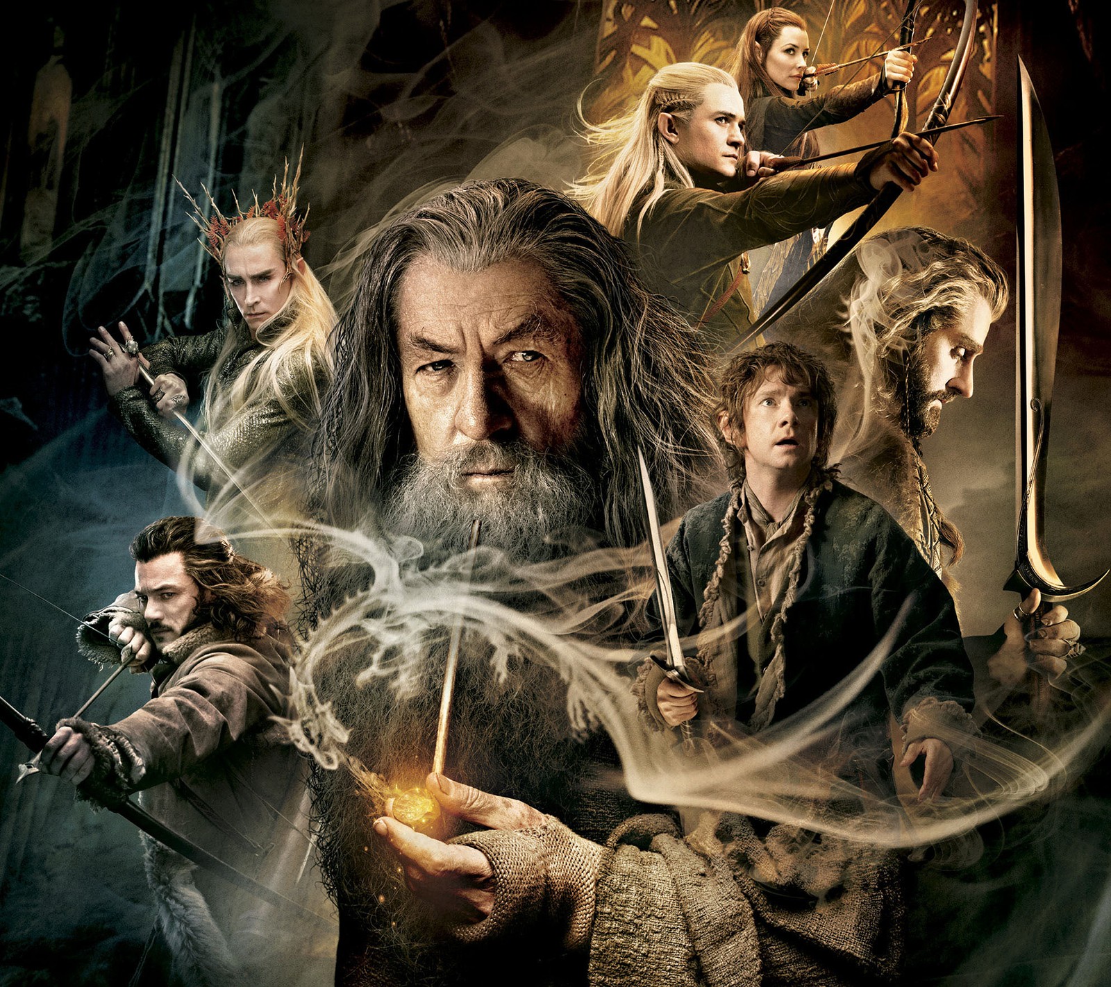 Affiche du film 'le hobbit' (bilbo, désolation, gandalf, hobbit, legolasdragon)