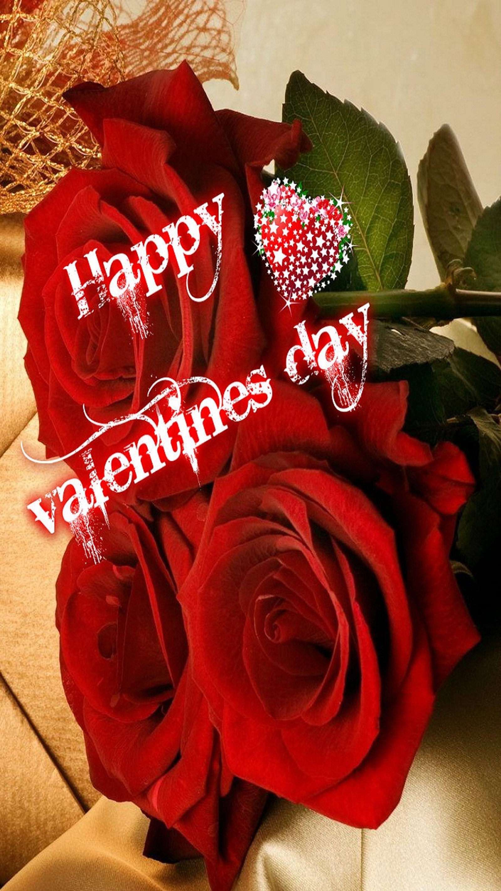 There is a bouquet of roses with a heart on it (cute, happy valentines day, love, love you, rose)