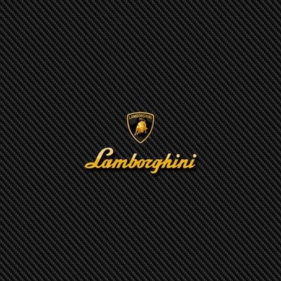 Logotipo e emblema da Lamborghini em fundo de fibra de carbono