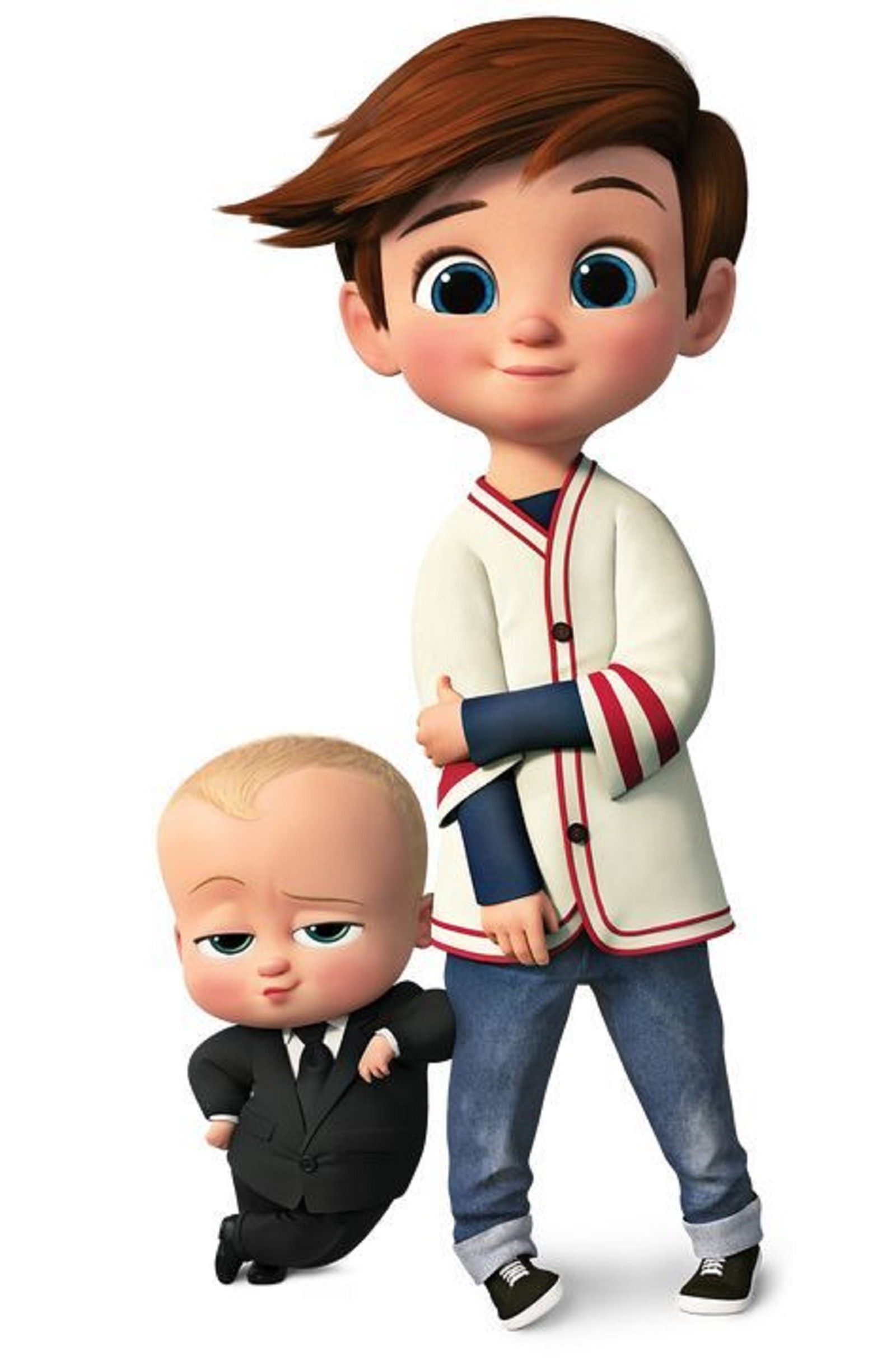 Image de dessin animé d'un homme et d'un bébé en costume (baby boss, bébé patron)