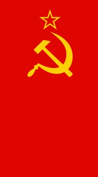 Flag of the USSR Featuring the Hammer and Sickle with a Star