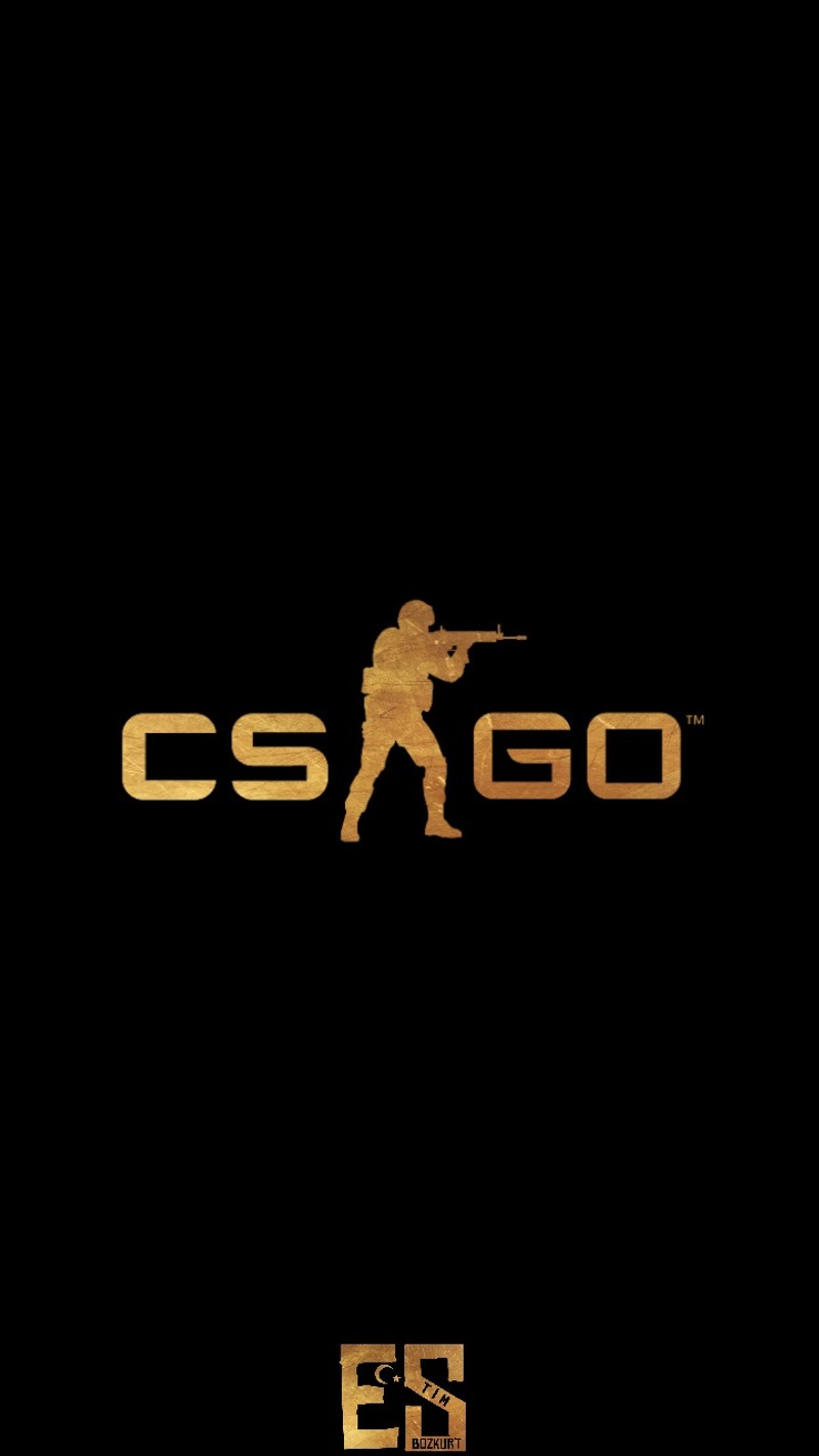 Крупный план золотого логотипа на черном фоне (счетчик, csgo, игра, игры, глобальный)