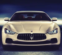 Elegant Maserati Supercar with Ghibli Styling in a Dramatic Lighting Setting