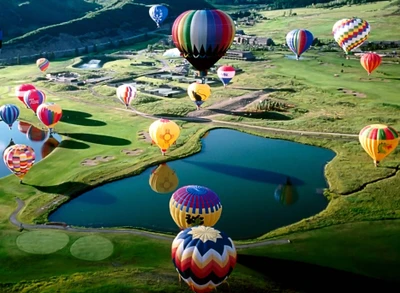 ballons, coloré, nature