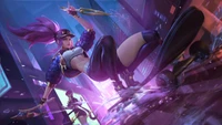 Akali in Action: KDA Inspired League of Legends Artwork