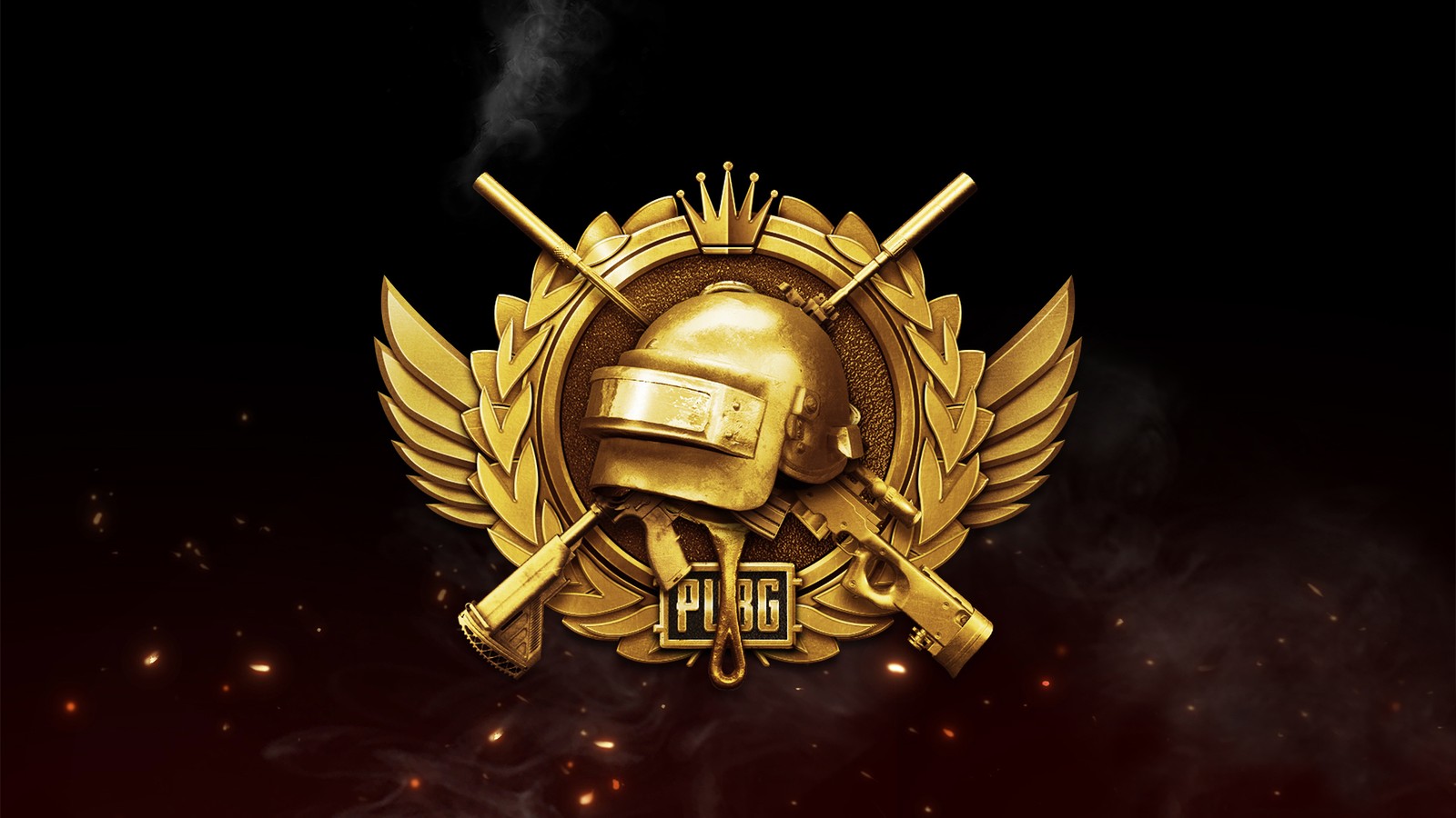 A gold emblem with a helmet and two crossed swords (pubg, logo, playerunknowns battlegrounds, video game)