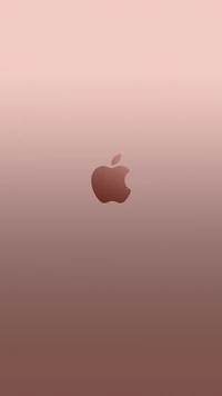 Logo de manzana rosa calma contra un suave fondo de nubes