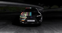 Lexus UX 250h F Sport in a striking dark setting with colorful stripes.