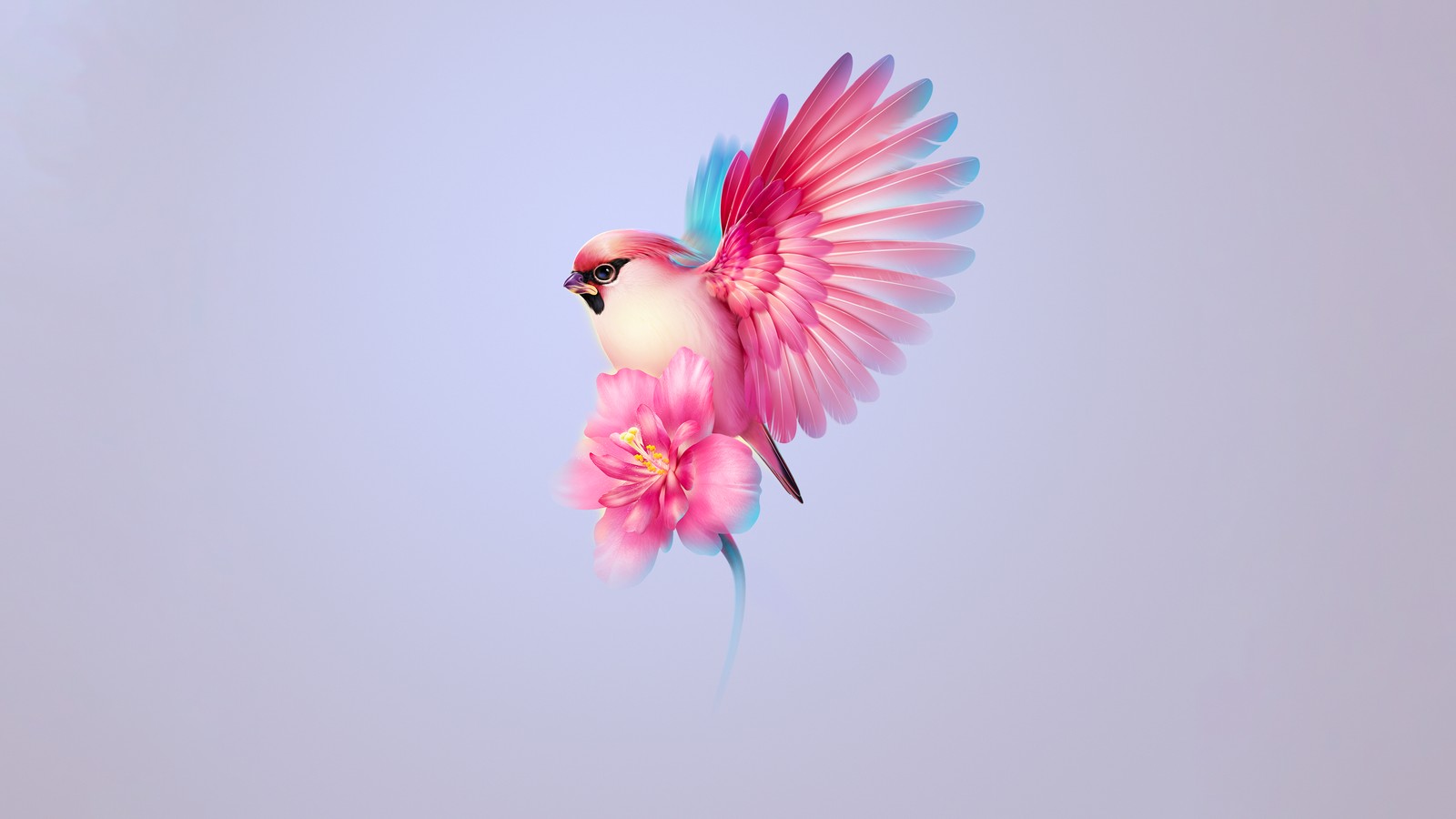 bohemian waxwing, aesthetic, pink flower, girly, huawei mate x3 wallpaper