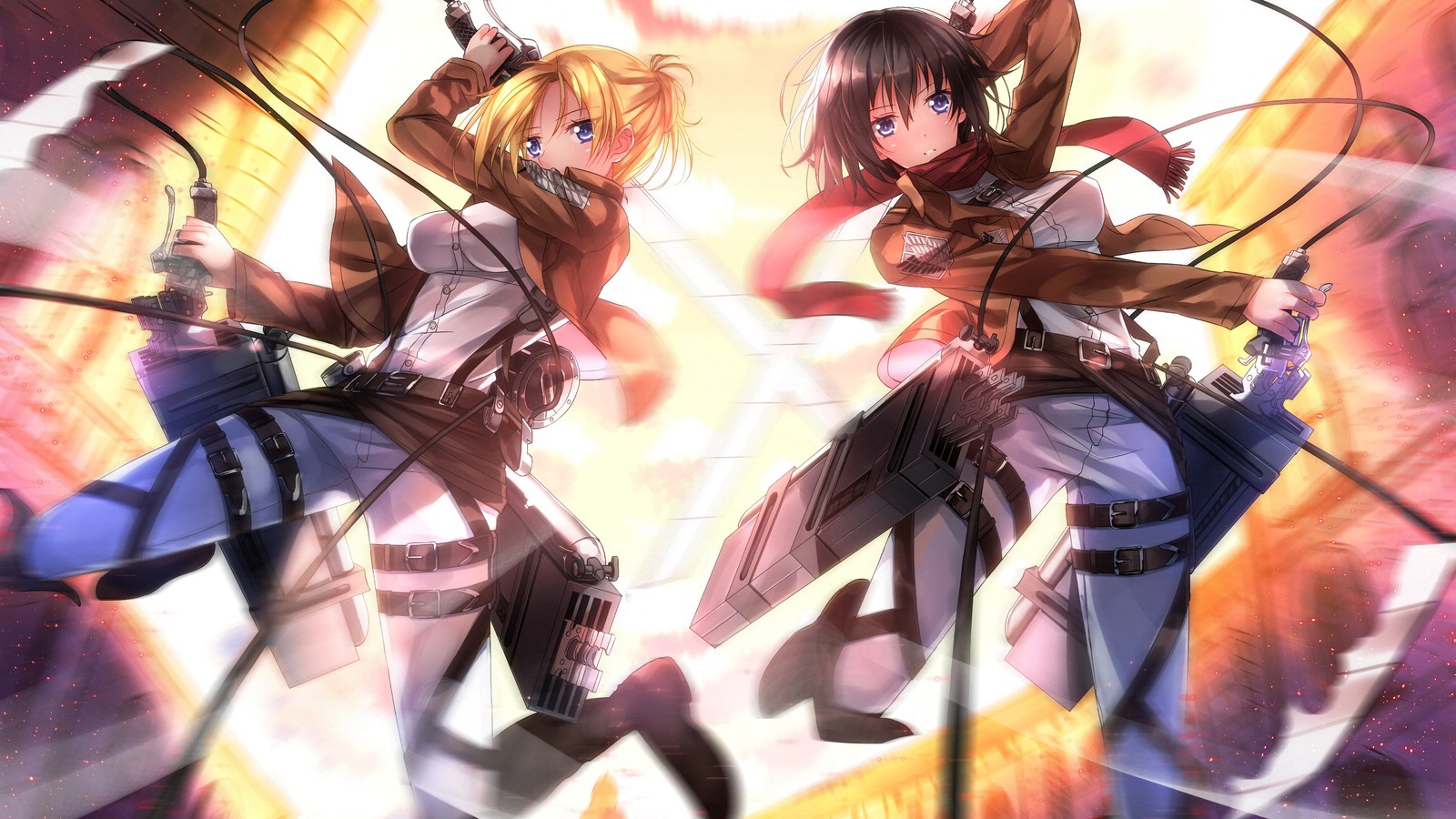 annie leonhart, mikasa ackerman, attack on titan, shingeki no kyojin, anime wallpaper