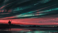 Nacht-Aurora: Eine digitale Kunstexploration von Raum und Atmosphäre