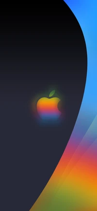 Logo de Apple colorido con fondo degradado